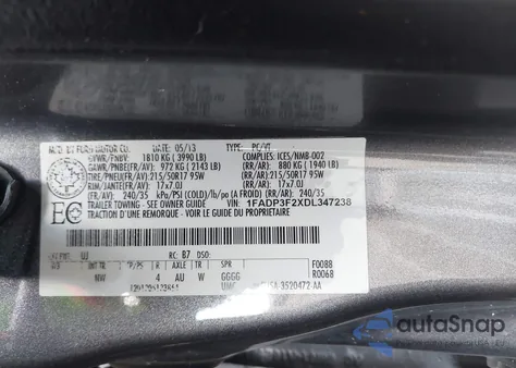 2013 Ford Focus Se from USA, damaged, VIN 1FADP3F2XDL347238